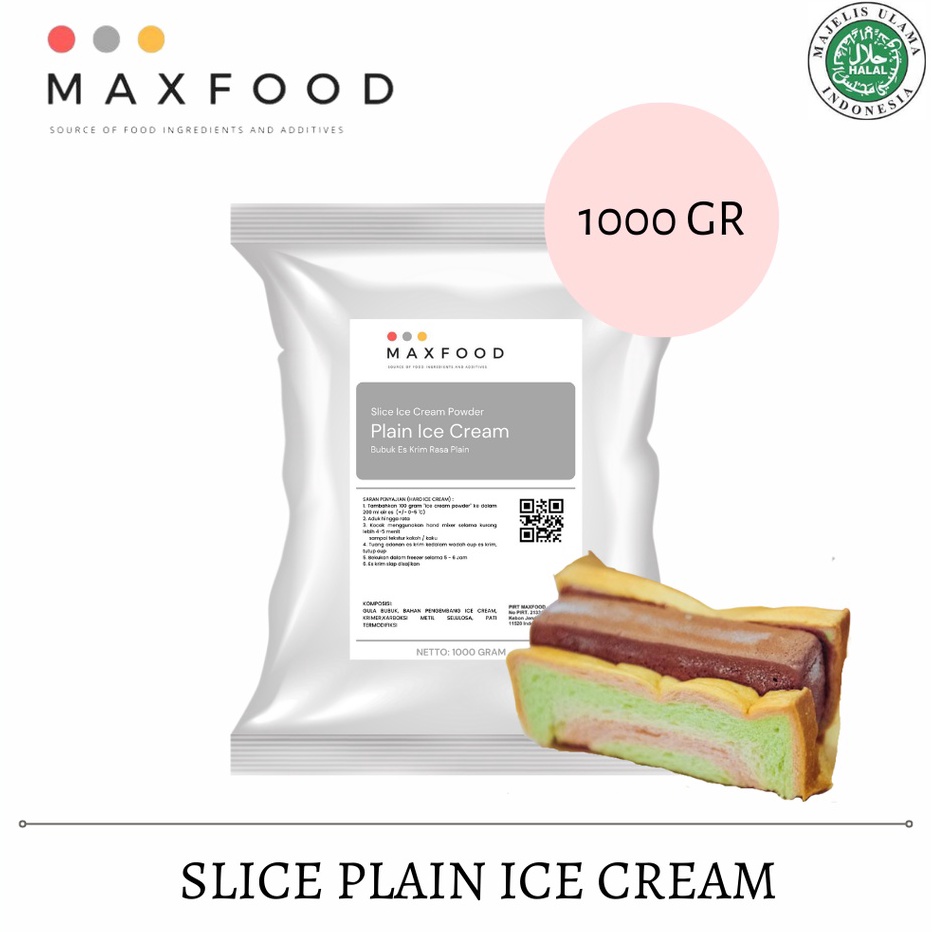 

私 L 4982 MAXFOOD - Slice Plain Ice Cream Powder / Bubuk Es Potong Rasa Plain 1 Kg ♠