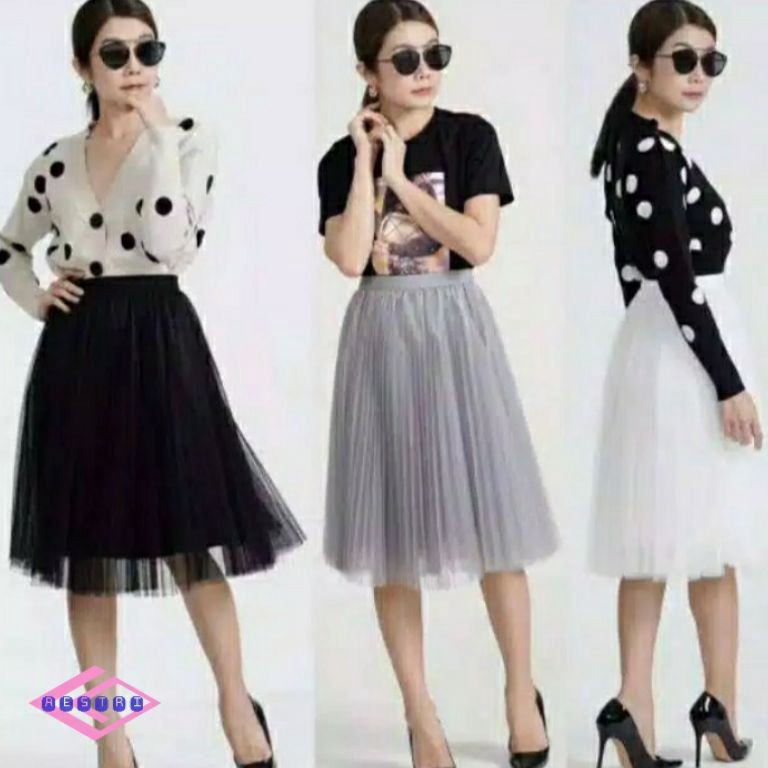MURAH MERIAH. AESTRI Rok tutu tile/ rok tutu dewasa pendek mekar hitam abu putih navy moca pink krem