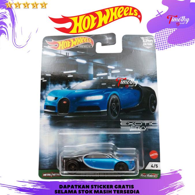 Hot Wheels Premium Bugatti Chiron Biru Exotic Envy Car Culture