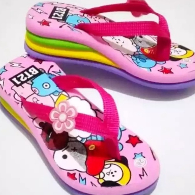 Termurah sandal anak perempuan sandal anak wedges pelangi BTS21