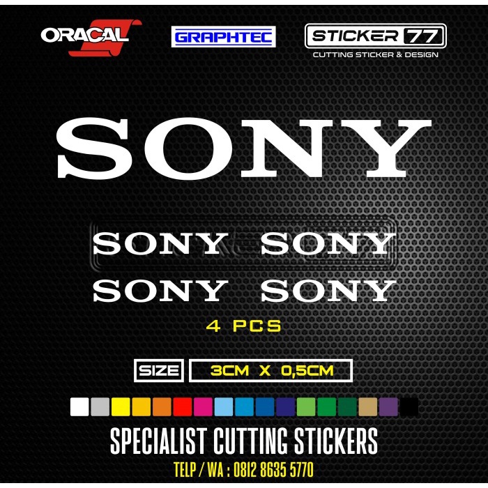 

Cutting Sticker SONY 3X0,5Cm, 4pcs, Putih