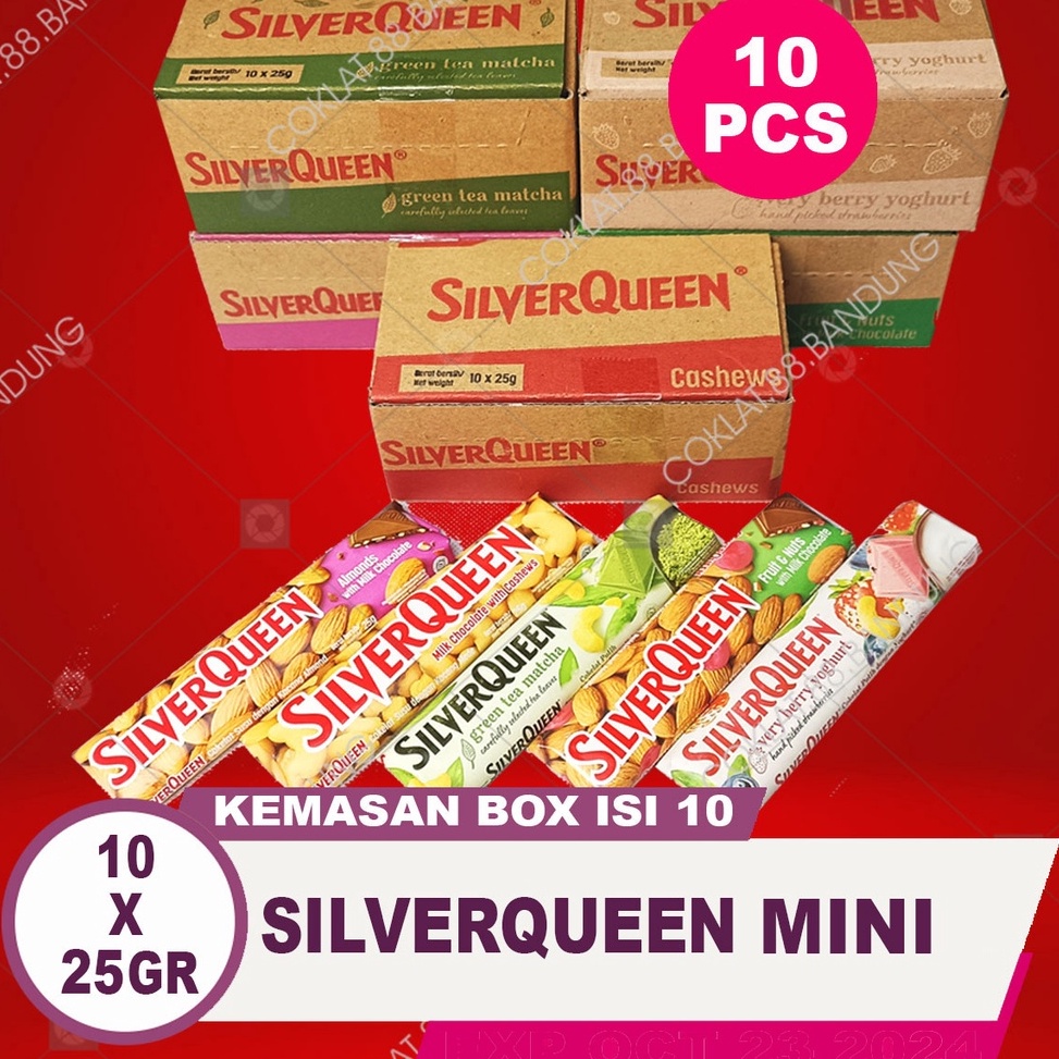 

Premium.. SILVERQUEEN 25GR 1 BOX 10 PCS, COKLAT SILVER QUEEN KECIL 1 DUS CHUNKY BAR 30GR ISI 10 X 25 GRAM FQI