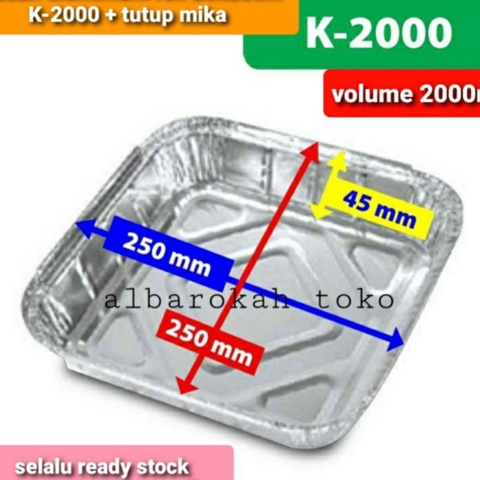 BEST SELLER Wadah aluminium foil 25 x 25 cm / loyang aluminium kotak + lid mika bening