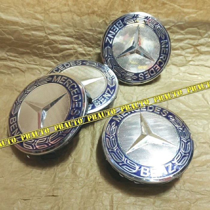 Discount SET 4pcs Dop Velg Timbul Bintang Padi Biru Mercedes Benz - Dop Mercy