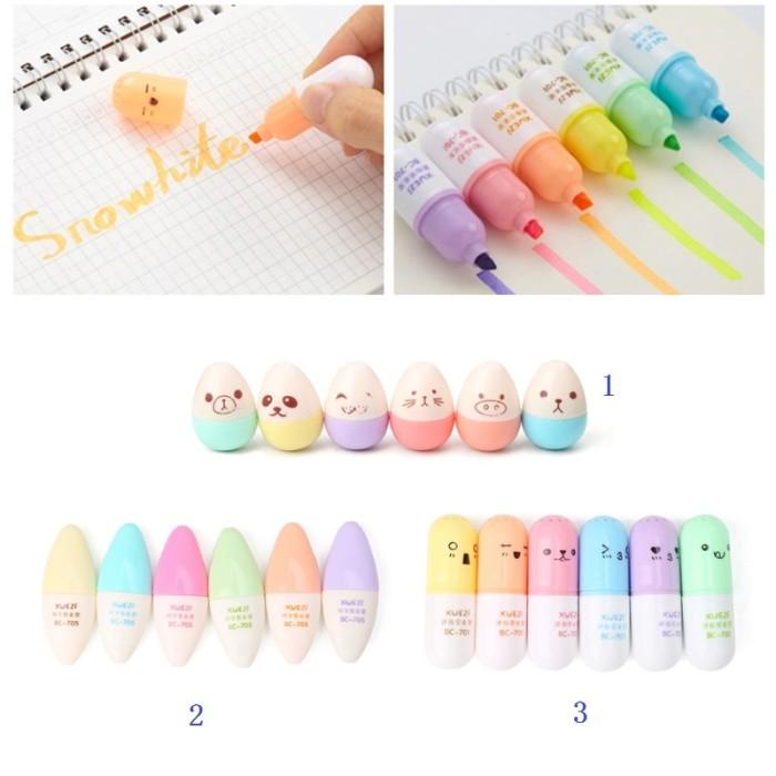 

6PCS PEN HIGHLIGHTER MINI BENTUK PIL / TELUR UNTUK MENULIS