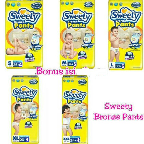 HARGA TERMURAH!. Sweety Bronze Pants S36 / M34 / L30 / XL26 / XXL24 / pempers sweety / popok sweety 