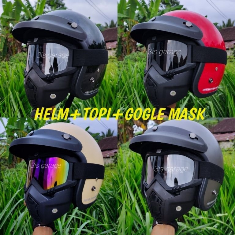 REKOMENDASI. HELM RETRO BOGO GOGLE MASK TOPENG