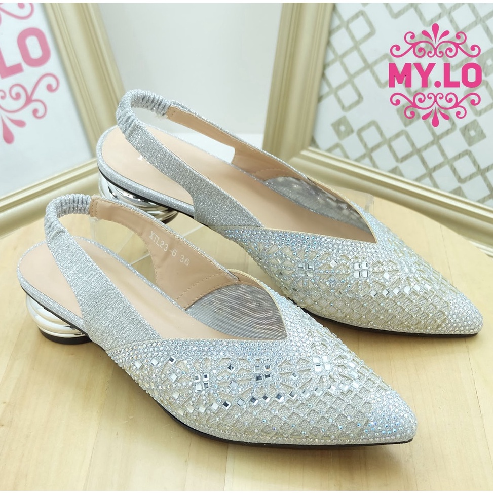 TERBARU. SANDAL PESTA WANITA HEELS WEDDING SWAROVSKY SELOP KEBAYA PERNIKAHAN SENDAL MEWAH IMPORT TER