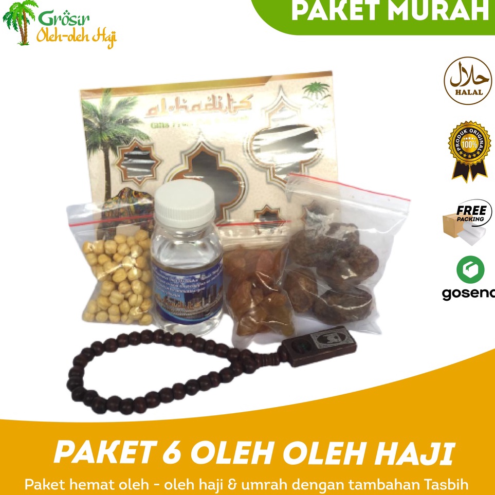 

HGBQ6235 【MEGA SALE】 Paket 6 oleh oleh haji dan umroh air zamzam ori + Tasbih kayu