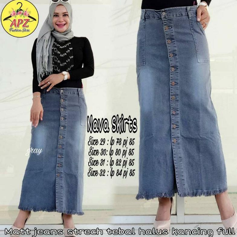 Miliki - ROK JEANS PANJANG GISCA SKIRT/ STRETCH JEANS ,.