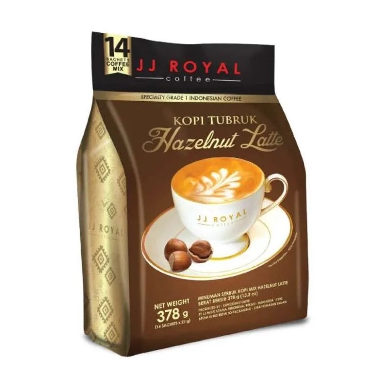 

Jj Royal kopi Tubruk Hazelnut Latte 378gr