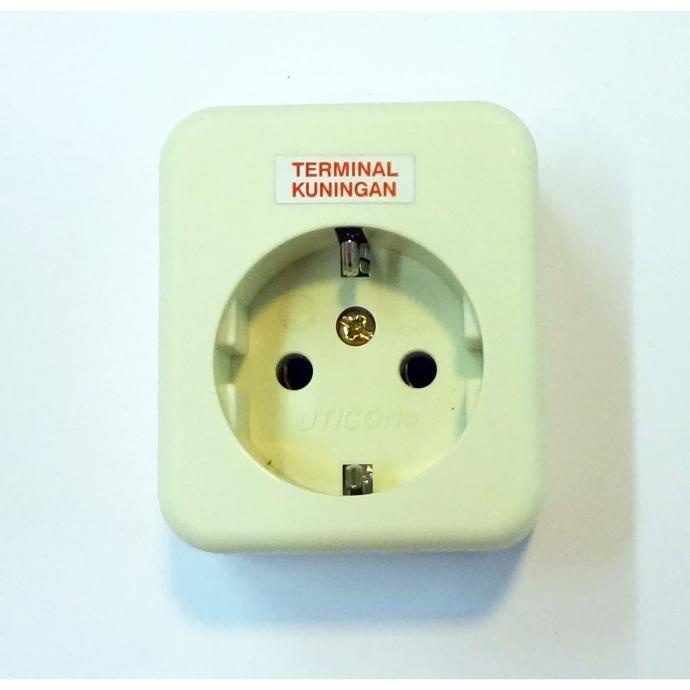 ] Stop Kontak Arde Terminal Kuningan, 1 Lubang, Uticon. Colokan Listrik
