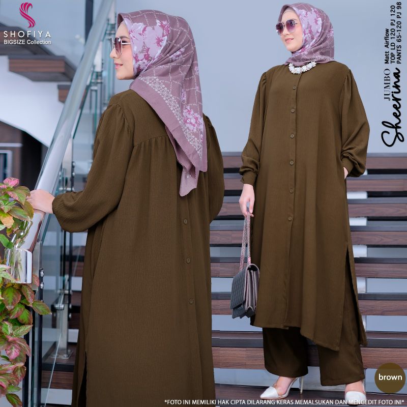 SHEERINA SET BIG SIZE ORI SHOFIYA - SETELAN TUNIK WANITA TERBARU ONE SET KULOT DEWASA JUMBO