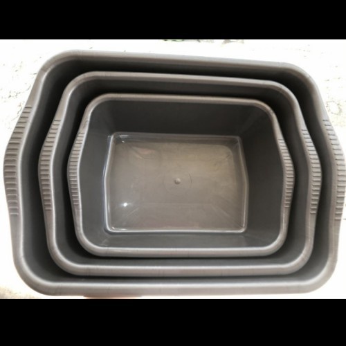 Baskom Bak Abu Silver Segi Murah Bee Plast 36x27x10CM Kotak Storage Box Tempat Makanan Sayur Buah Da