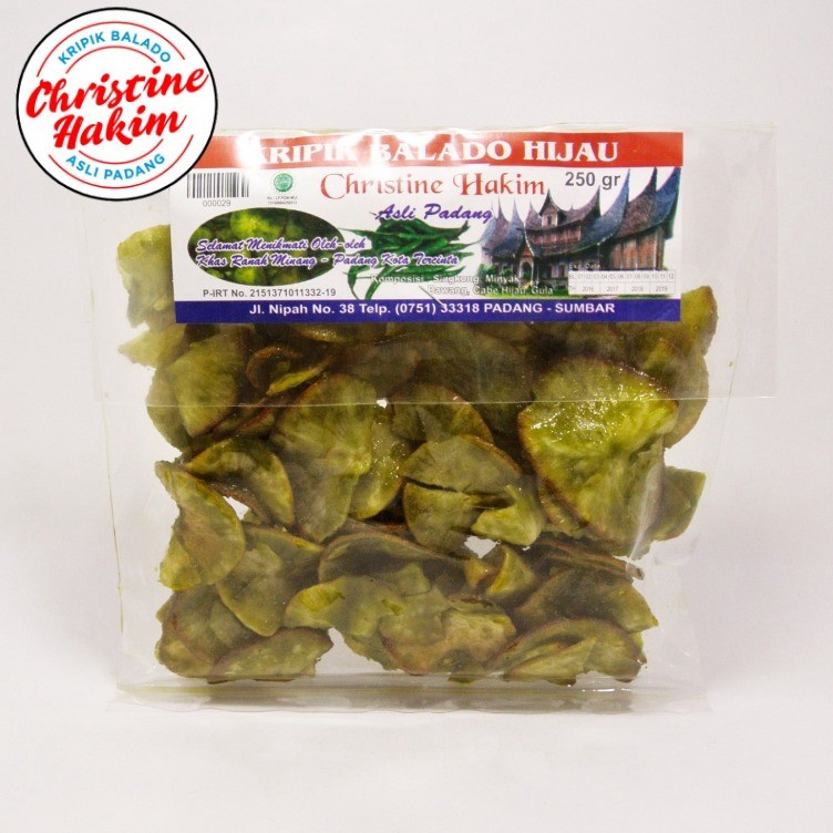 

↕➨⁑✲ keripik balado christine hakim 250g sanjay sambal hijau asli padang Terkini