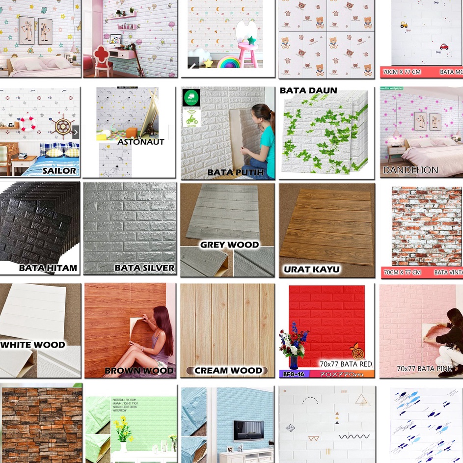 ➮➟✤ METH Foam WOOD LIST GOJEK Wallpaper  70 CM X 70 CM 3D  SPONS KAYU LIST TIMBUL WALL STICKER DINDI