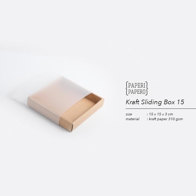,,,,,,,] Kraft Sliding Box (15 x 15 x 3 cm) - Kotak Laci Geser Slide (5 Pcs)