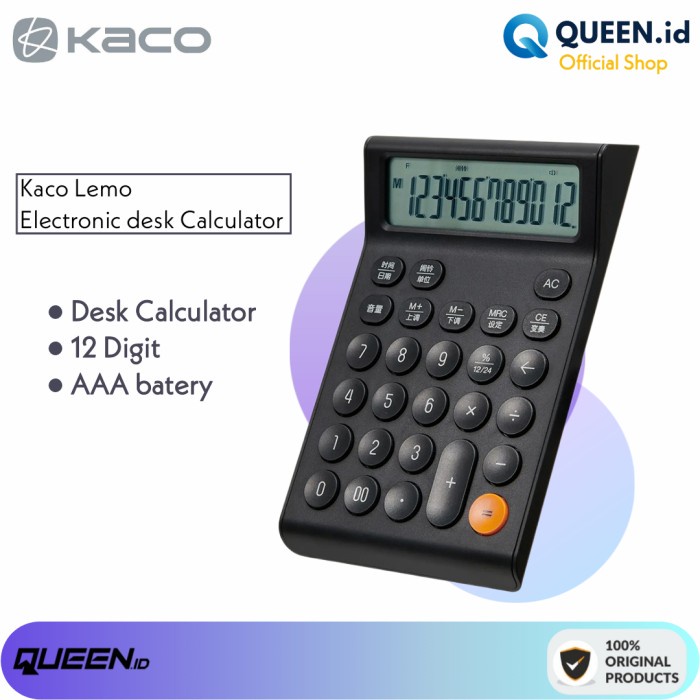 

Kaco Lemo Mijia Calculator Kalkulator 12 Digit Display - Desk