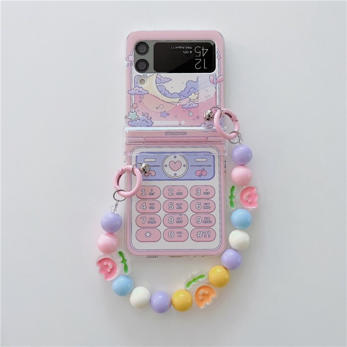 PHONE CHAIN STRAP CASE SAMSUNG Z FLIP 3 4 5G CASING TALI Z FLIP4 LUCU