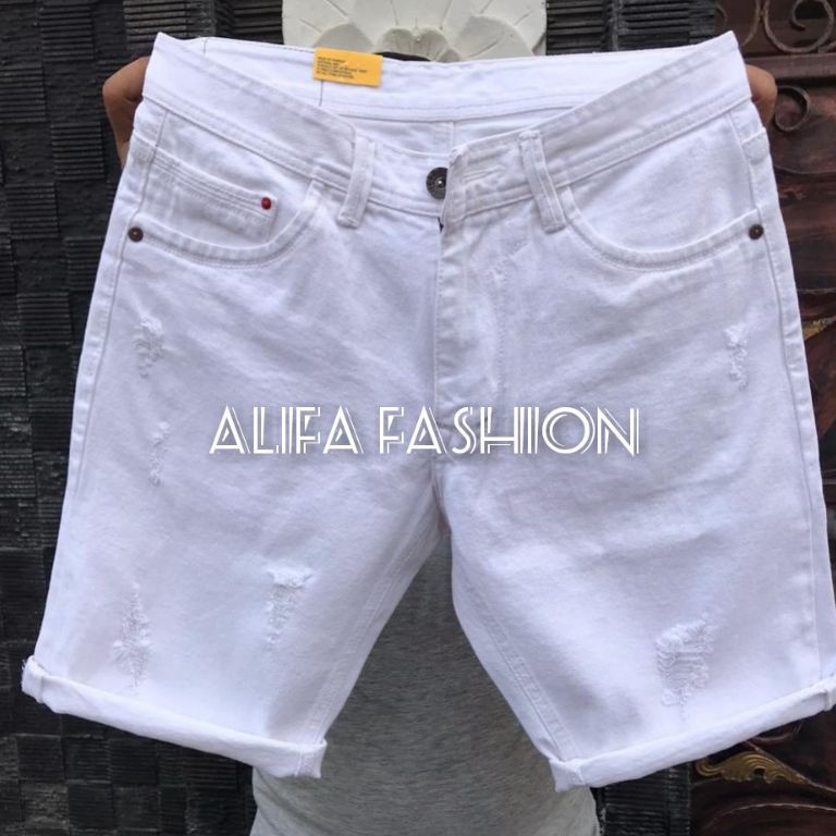 Buruan Beli CELANA PENDEK PUTIH PRIA JEANS SOBEK DEWASA KEREN TERBARU KEKINIAN 2023 ➷Murah Banget