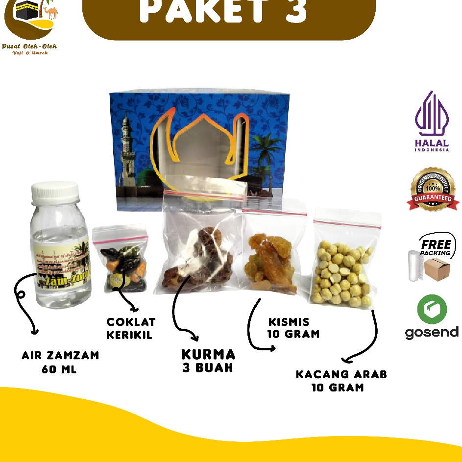 

GMSH9382 7.7 Paket 3 oleh oleh haji dan umroh air zamzam ori + kacang arab + coklat kerikil