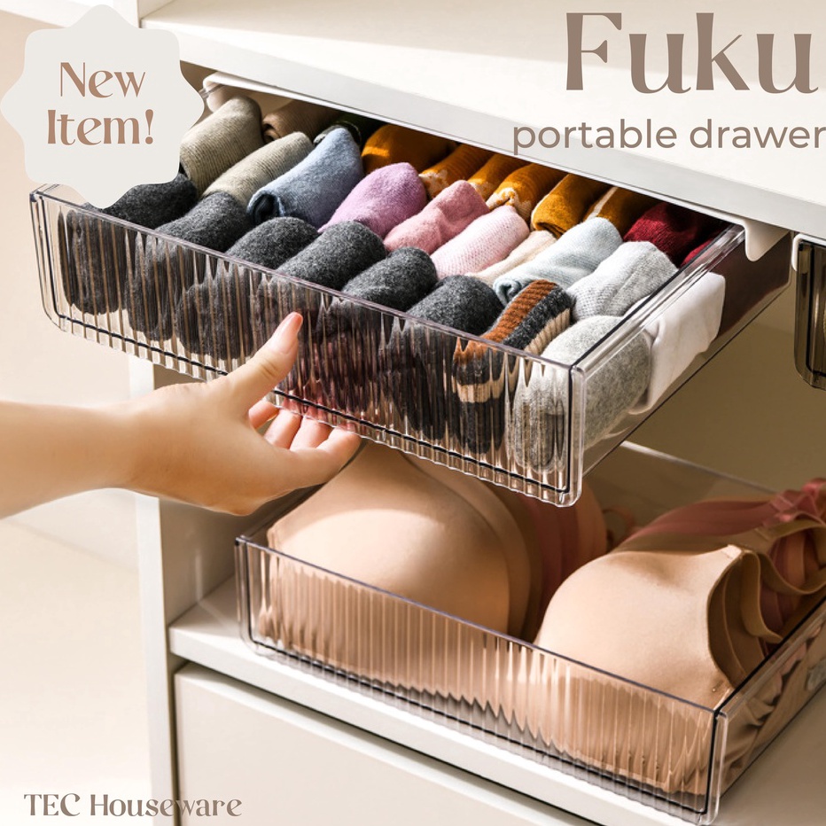 ✢lpd» 【TEC】FUKU Portable Desk Drawer Laci Meja Laci Bawah Meja PET DIY Laci Tempel Bawah Meja Drawer