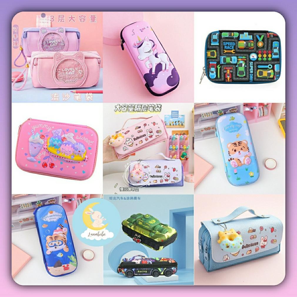 

Terbaru Tepak Tempat Kotak Pensil 3D Embos Hardcase / 3D Pencil Case Emboss Uk Small Medium Big Besar