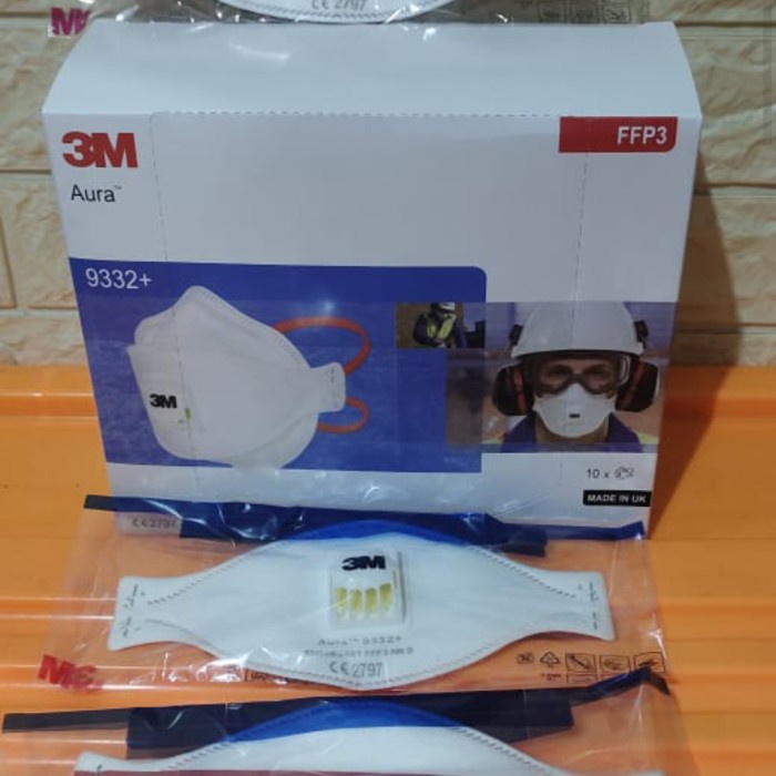 Ready  Masker 3M N95 aura 9332+ FFP3 1 kotak isi 10 pcs