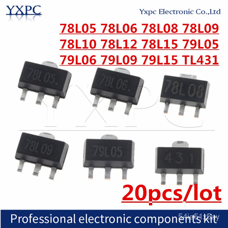 ✅&20pcs 78L05 78L06 78L08 78L09 78L10 78L12 78L15 79L05 79L06 79L09 79L12 79L15 TL431 SOT89 three te