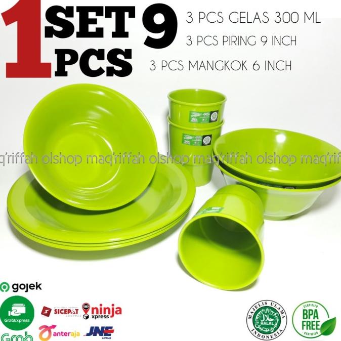 Piring Makan Melamin Satu Set | Piring | Mangkok | Gelas