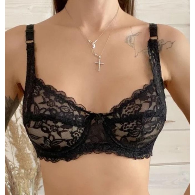 New Sexy Lace Bra Set Transparan Non Padded Bra - Non Foam Termurah