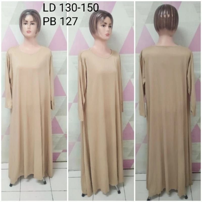 pl preloved gamis plisket jumbo warna cream