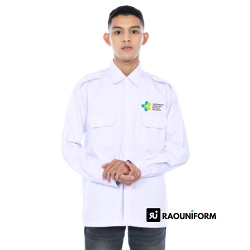 Kemeja Putih Resmi Kemenkes/Kemeja Putih Kementerian Kesehatan/Kemeja Putih Kemenkes/Baju Kemenkes Lengan Panjang/Baju Kemenkes Lengan Pendek