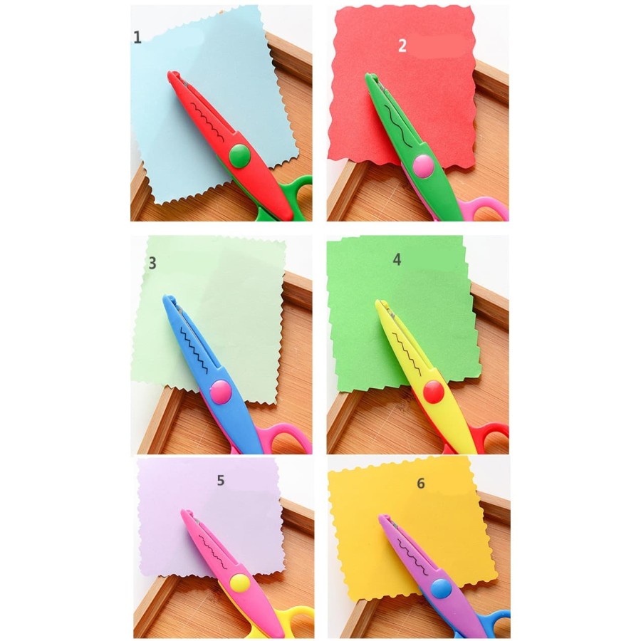 Gunting Pola Bentuk Gerigi Premium Serbaguna Pemotong Scissors Tajam Gelombang Kertas DIY Alat Bahan Stainless Steel Berkualitas Alat Peralatan Perlengkapan Anak Sekolah Craft Art Seni Potong Cut Karton Bufalo Paper Plastik Plastic Grosir Prakarya Malang