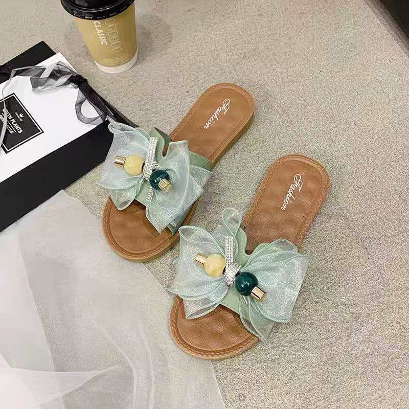 TOPGROSIR TG1556 Sandal Slip Flat Wanita Import Motif Bunga Lucu