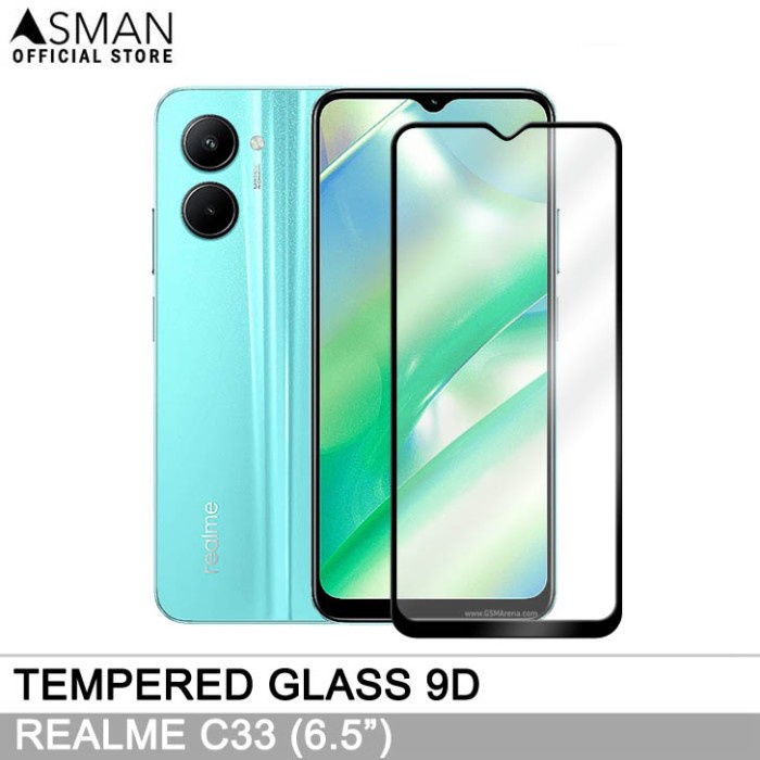 Tempered Glass Full Realme C33 (6.5&quot;) | Anti Gores Kaca - Hitam