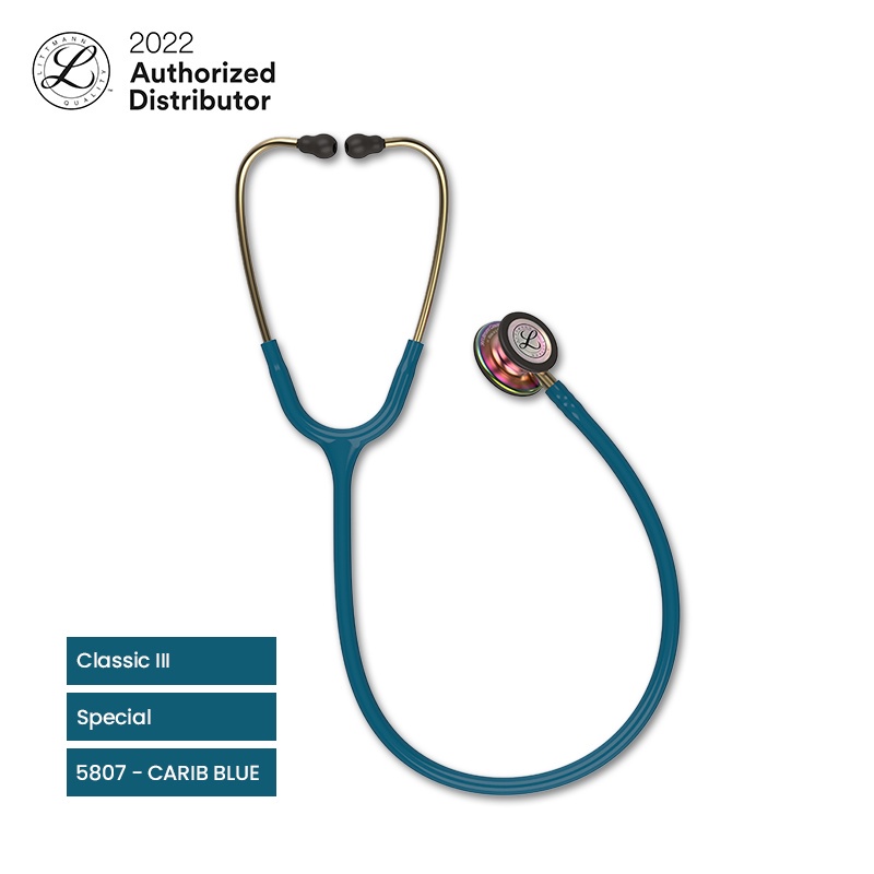 3M Littmann Classic III Stethoscope / Stetoskop Dewasa - CARIB BLUE / RNBW - 5807