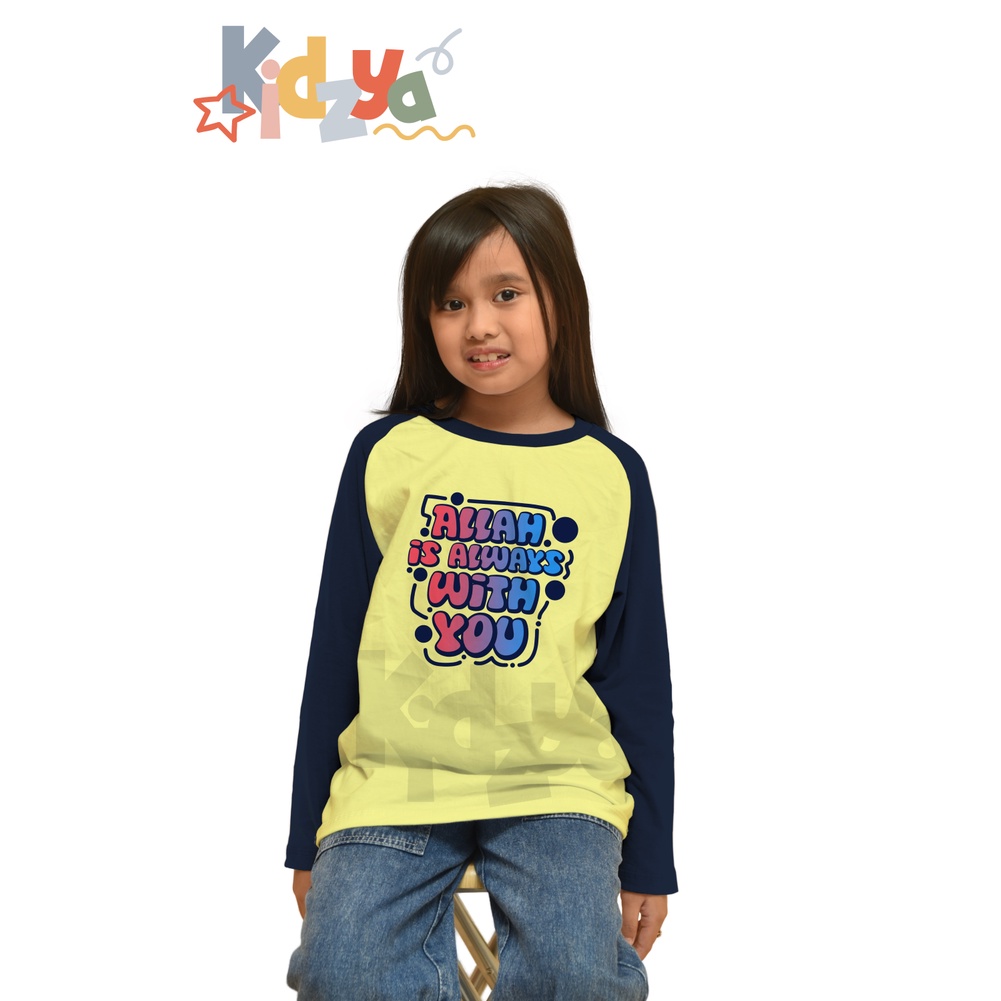 Baju Kaos Raglan Anak Muslim Panjang UNISEX - Allah is Always with You - KIDZYA