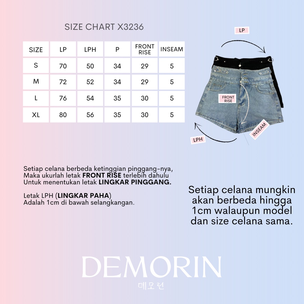 DEMORIN - Celana Pendek Highwaist Short Pants Wanita X3236