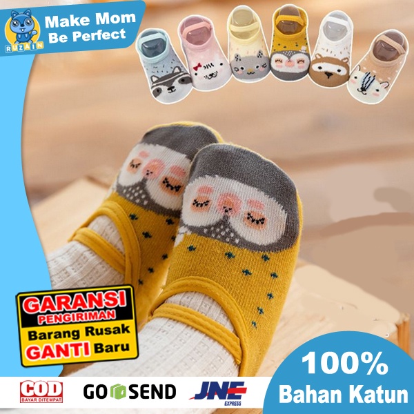 KS 12 | Kaos Kaki Ankle Dengan Strap Kuat Motif Kartun Hewan Gemesin Lucu Banget Bahan Katun Anti Slip untuk Bayi Premium