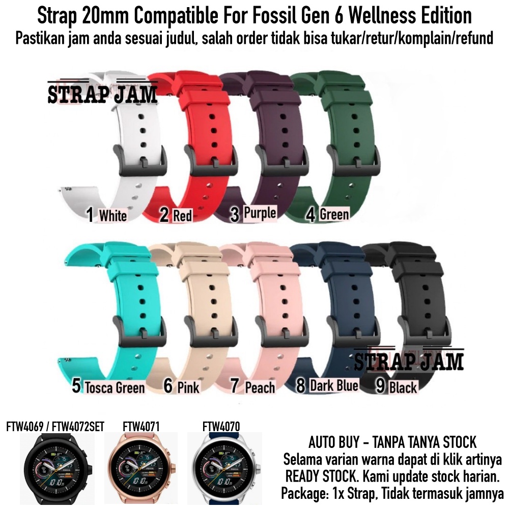 P20Q Tali Jam 20mm Strap F0ssil Gen 6 Wellness Edition - Rubber Silikon Simple
