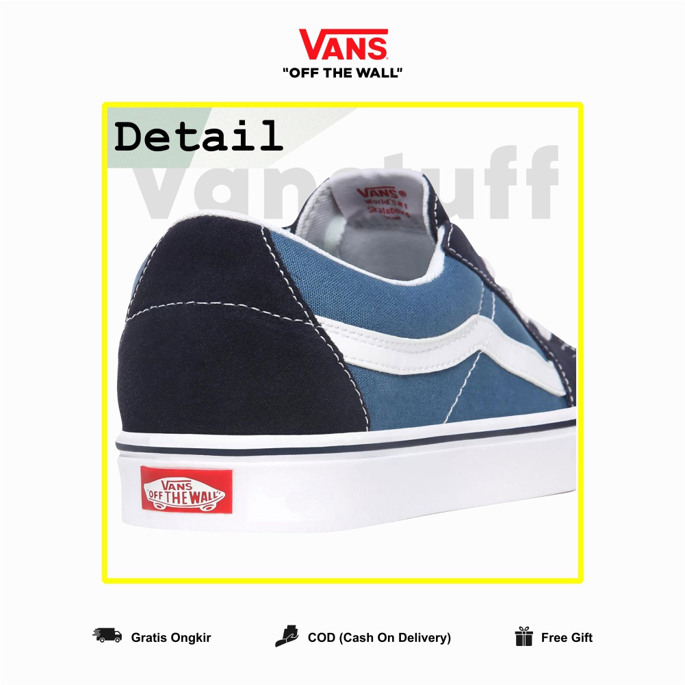 Vans Sk8 Low Classic Navy Blue White Original 100 BNIBWT Global Market ModelCouple  Pria Dan Wanita Snakers Vanz Sk8 Item Pendek