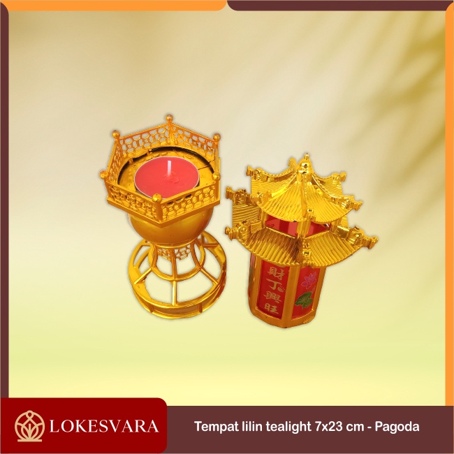 Tempat Lilin (Candle Holder) Tealight Pagoda 7x23cm