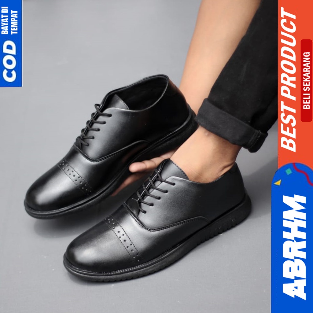 Sepatu Pantofel Formal Pria Casual Hitam Kerja Kantor Abrhm JIGEN