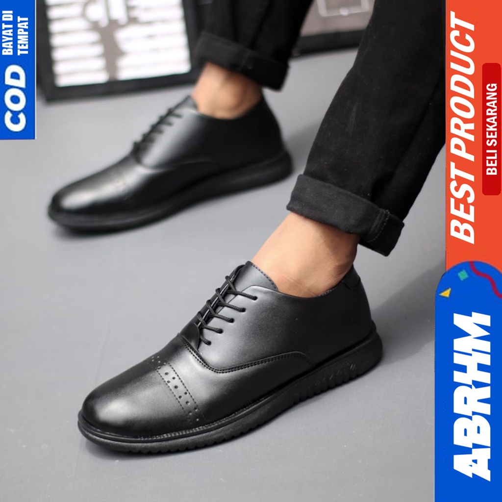 Sepatu Pantofel Formal Pria Casual Hitam Kerja Kantor Abrhm JIGEN