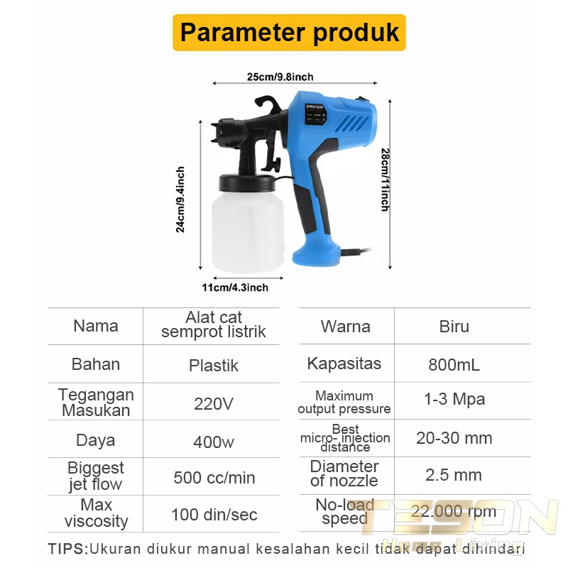 alat cat semprot listrik 400W 800ml, mesin cat semprot listrik, jual sprayer elektrik alat cat dinding, mesin semprot spray gun/Alat Semprotan Cat