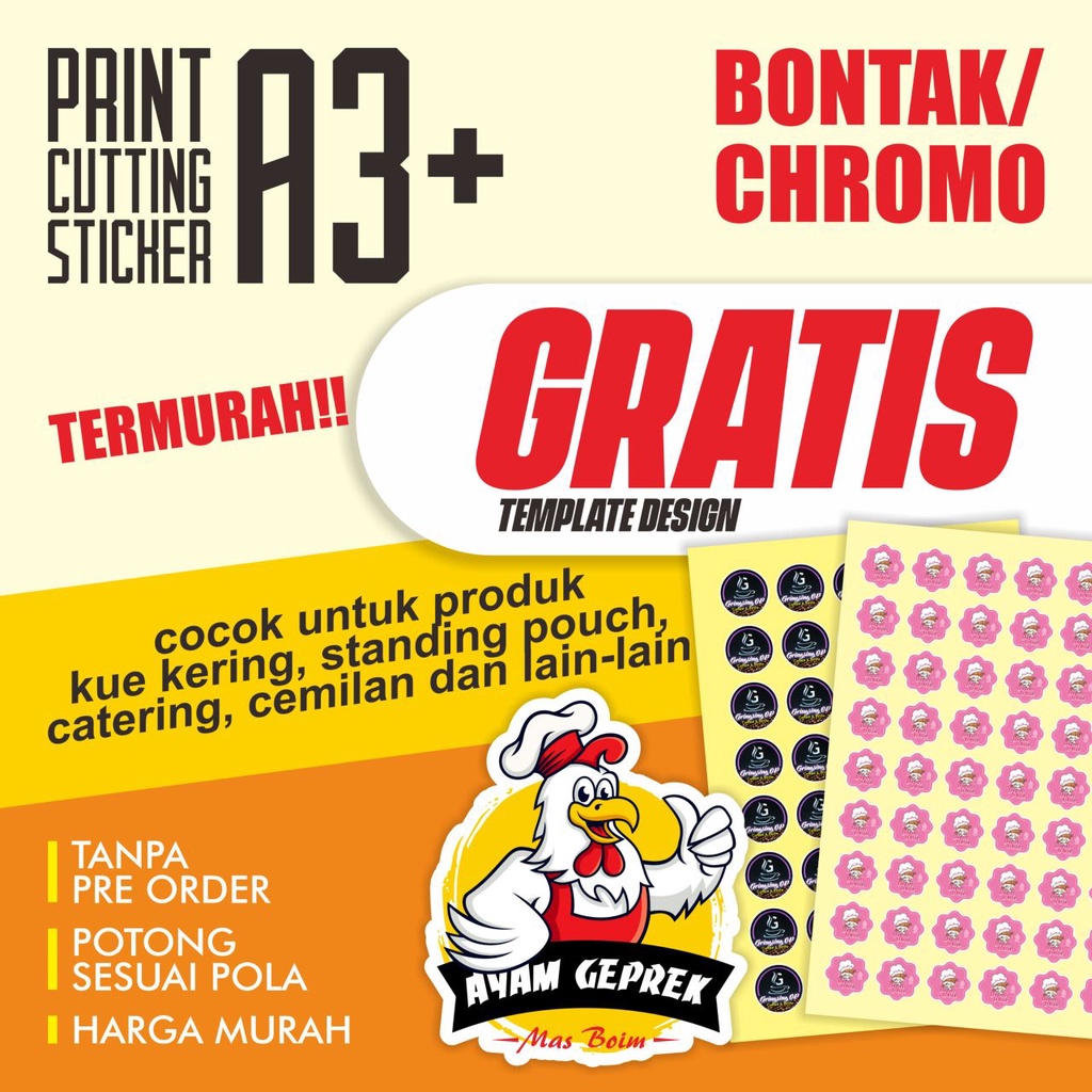 

CETAK STIKER LABEL OLSHOP MAKANAN MINUMAN KEMASAN MURAH SUDAH CUTTING POTONG