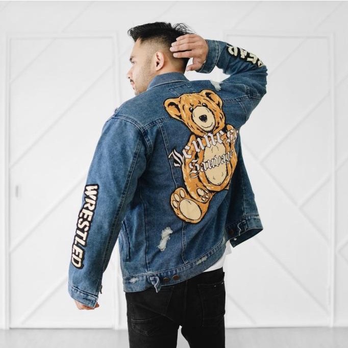 RIPPED DENIM JACKET - BEAR Memphisorigins [limited edition]