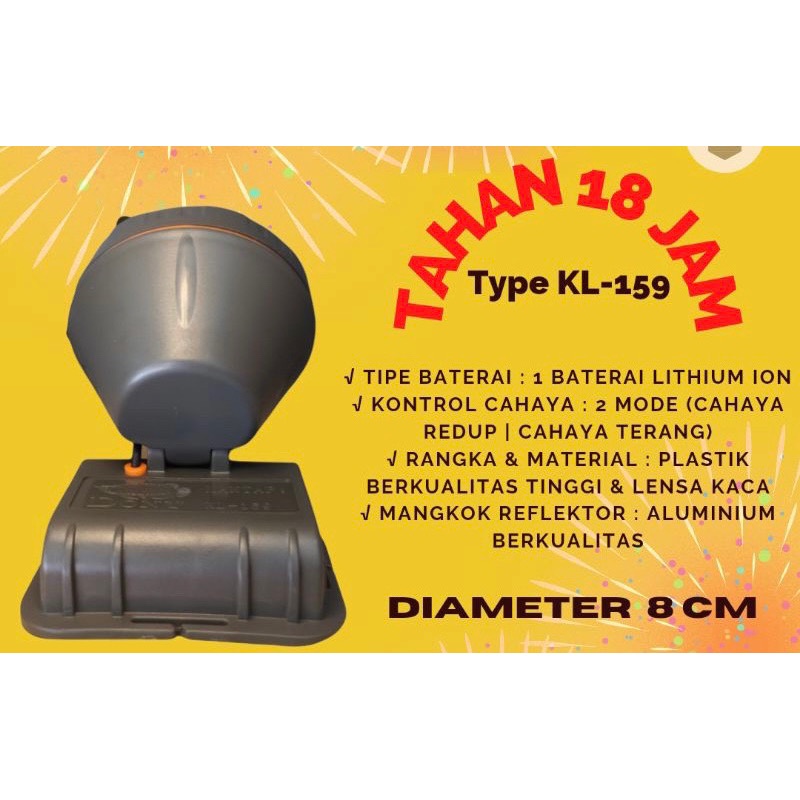 Senter Kepala Dony Headlamp 10W 10 Watt KL159 KL-159 Cahaya Terang Putih Kuning