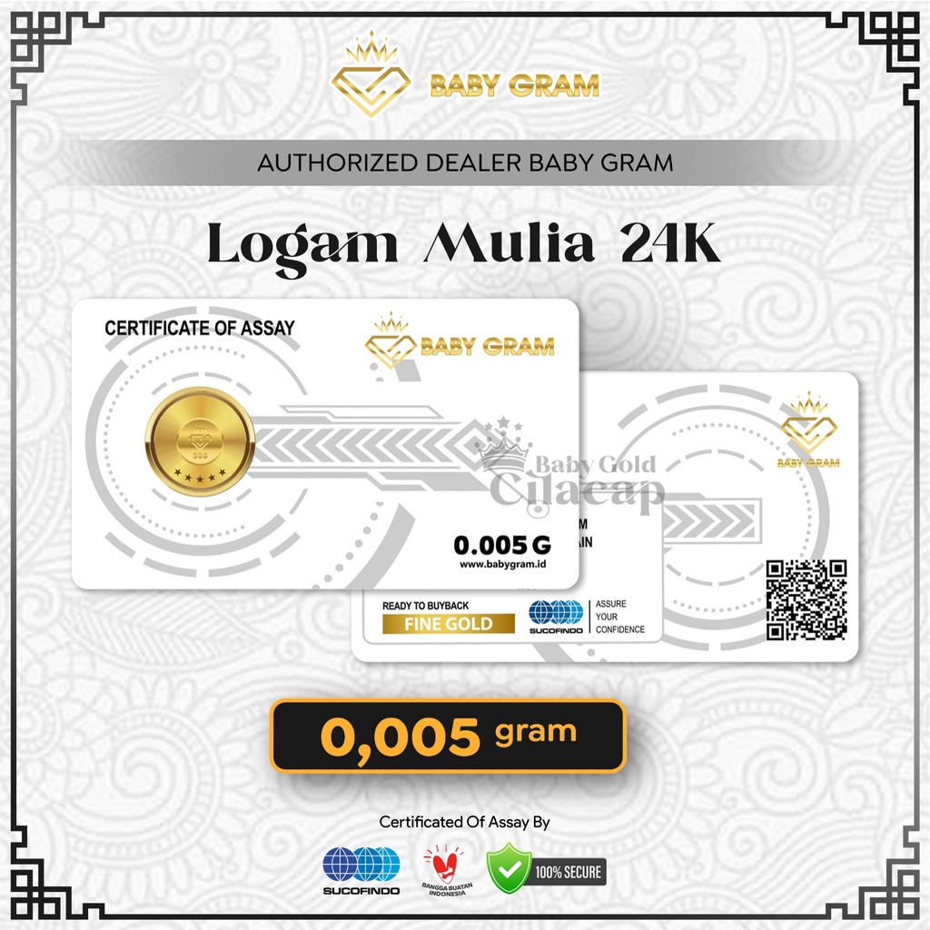 Baby Gram Logam Mulia 0,005gr Emas Murni 24 Karat Baby Gold bersertifikat Sucofindo